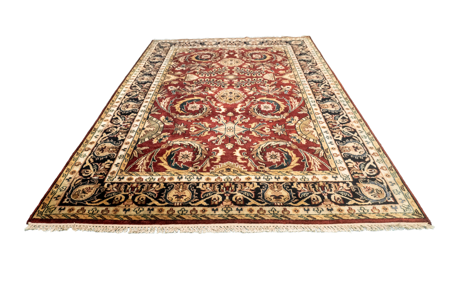 W 6.1 L 9 Kashan 100% Wool Hand-Woven All-Over Design - 22758