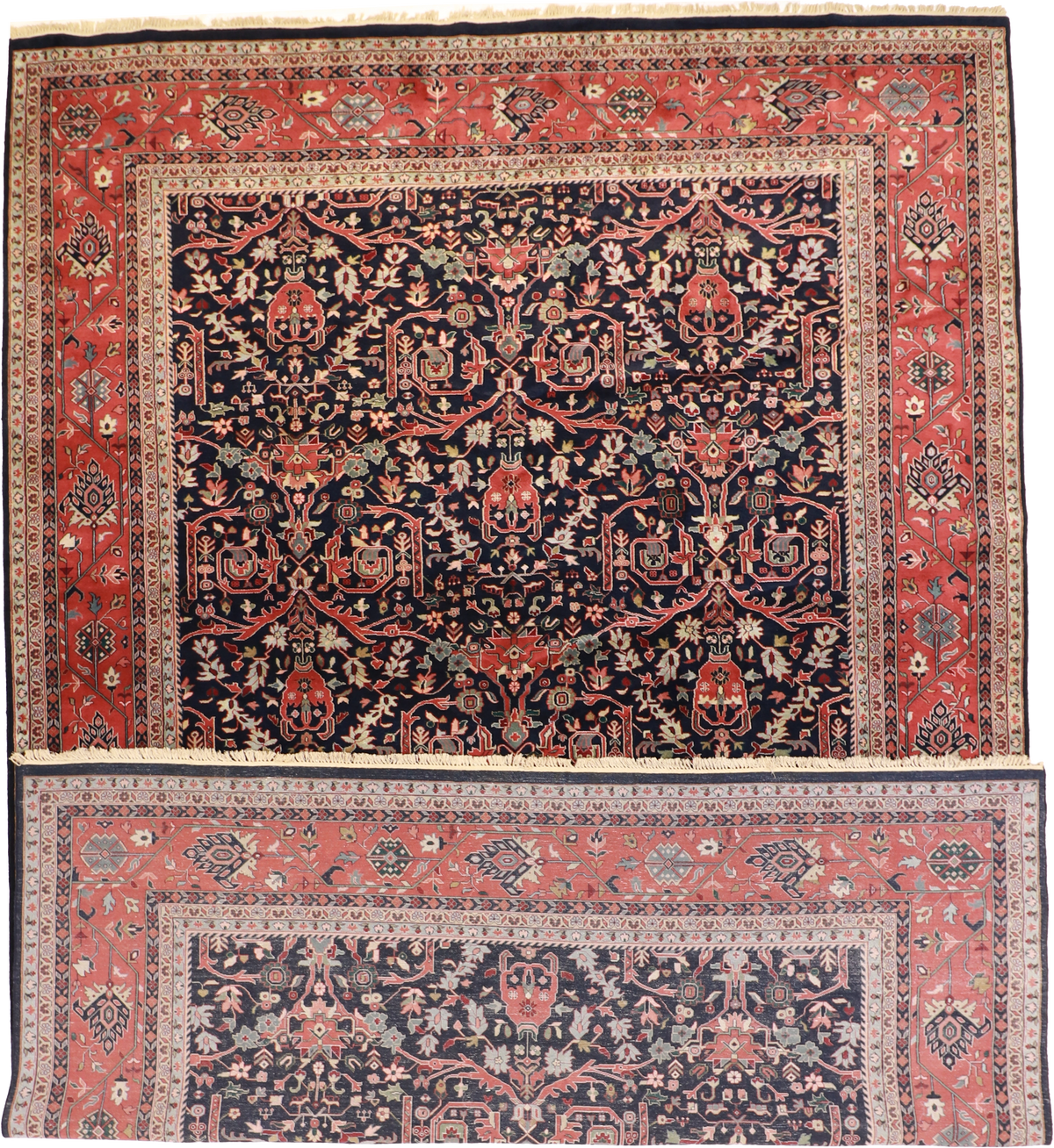 W 11.11 L 17.7 Mahal 100% Wool Hand-Woven All-Over Design - 22842