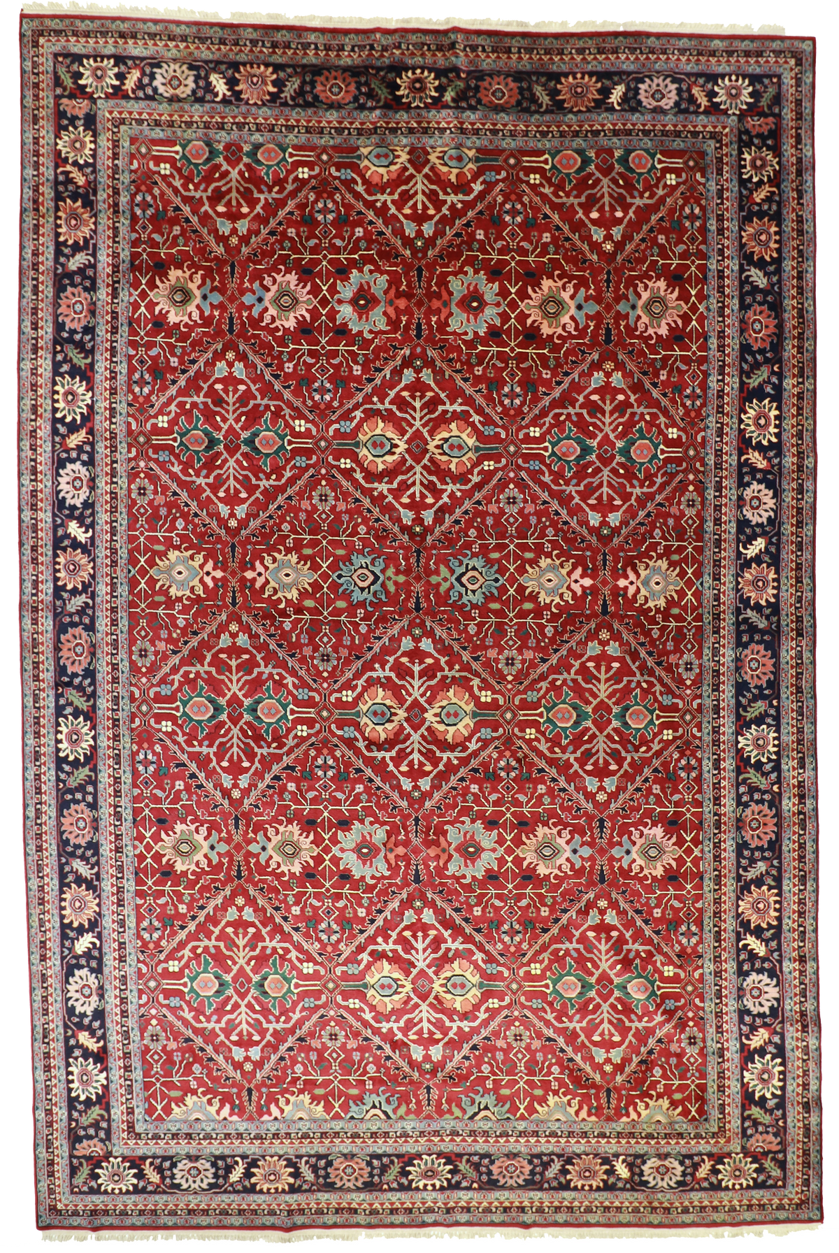 W 11.9 L 17.9 Mahal 100% Wool Hand-Woven Geometric Design - 22941