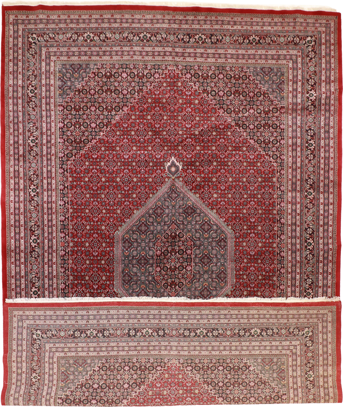 W 11.10 L 17.8 Mahal 100% Wool Hand-Woven All-Over Design - 22953