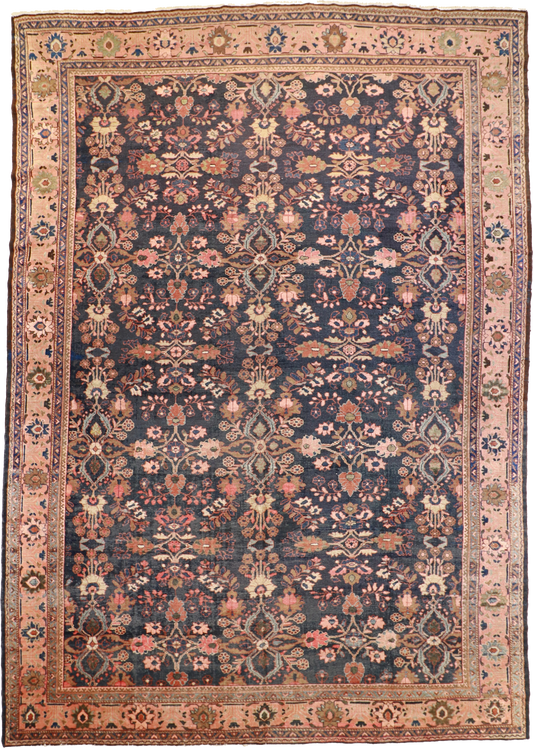 W 12.6 L 17.4 Mahal 100% Wool Hand-Woven All-Over Design - 23220