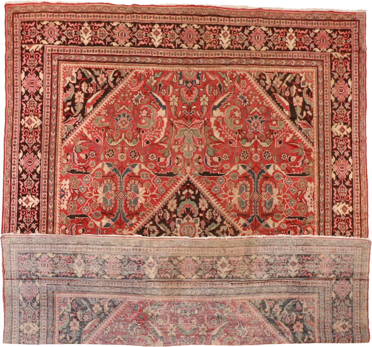 W 10.11 L 13.3 Mahal 100% Wool Hand-Woven All-Over Design - 23244