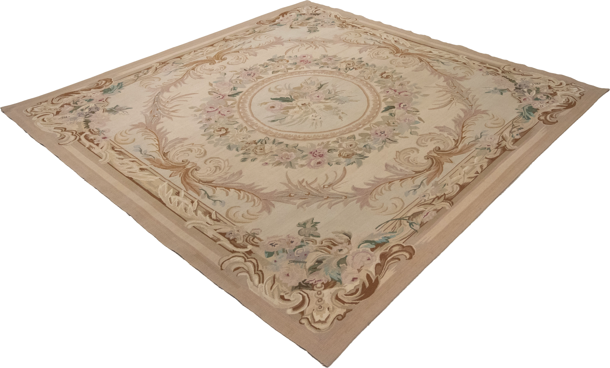W 6 L 6.3 Abusson 100% Wool Hand-Woven Square All-Over Design - 23250