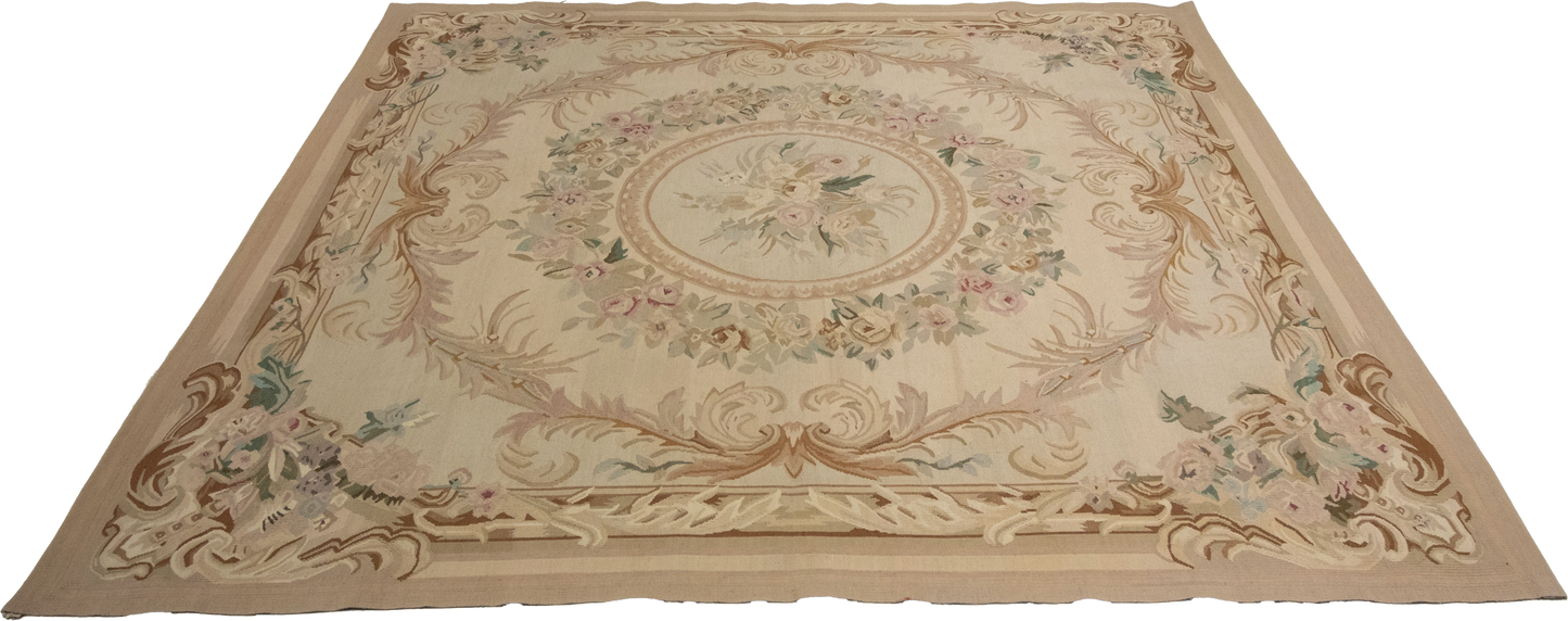 W 6 L 6.3 Abusson 100% Wool Hand-Woven Square All-Over Design - 23250