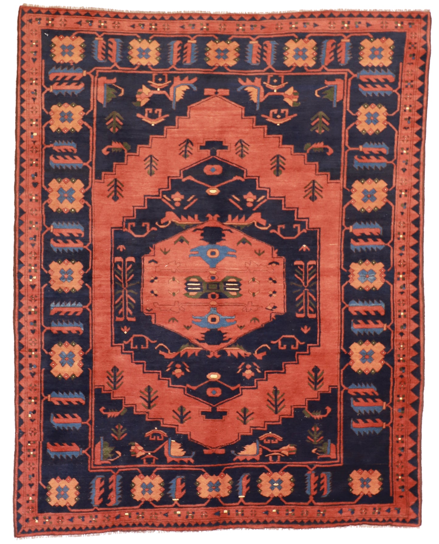 W 7.2 L 9 Kazak 100% Wool Handmade All Over Design - 23456