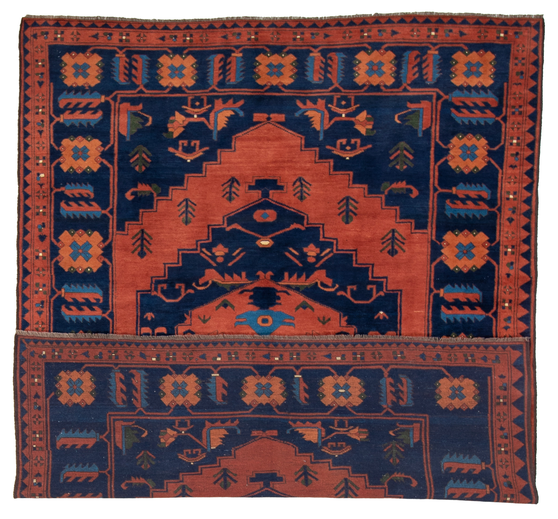W 7.2 L 9 Kazak 100% Wool Hand-Woven All-Over Design - 23456