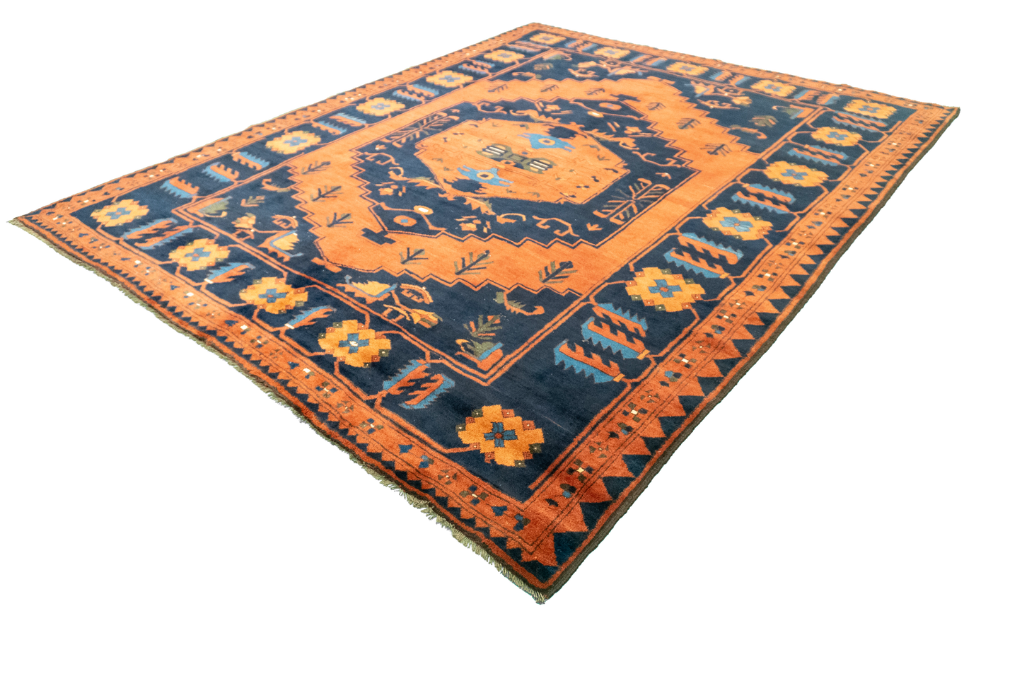 W 7.2 L 9 Kazak 100% Wool Hand-Woven All-Over Design - 23456