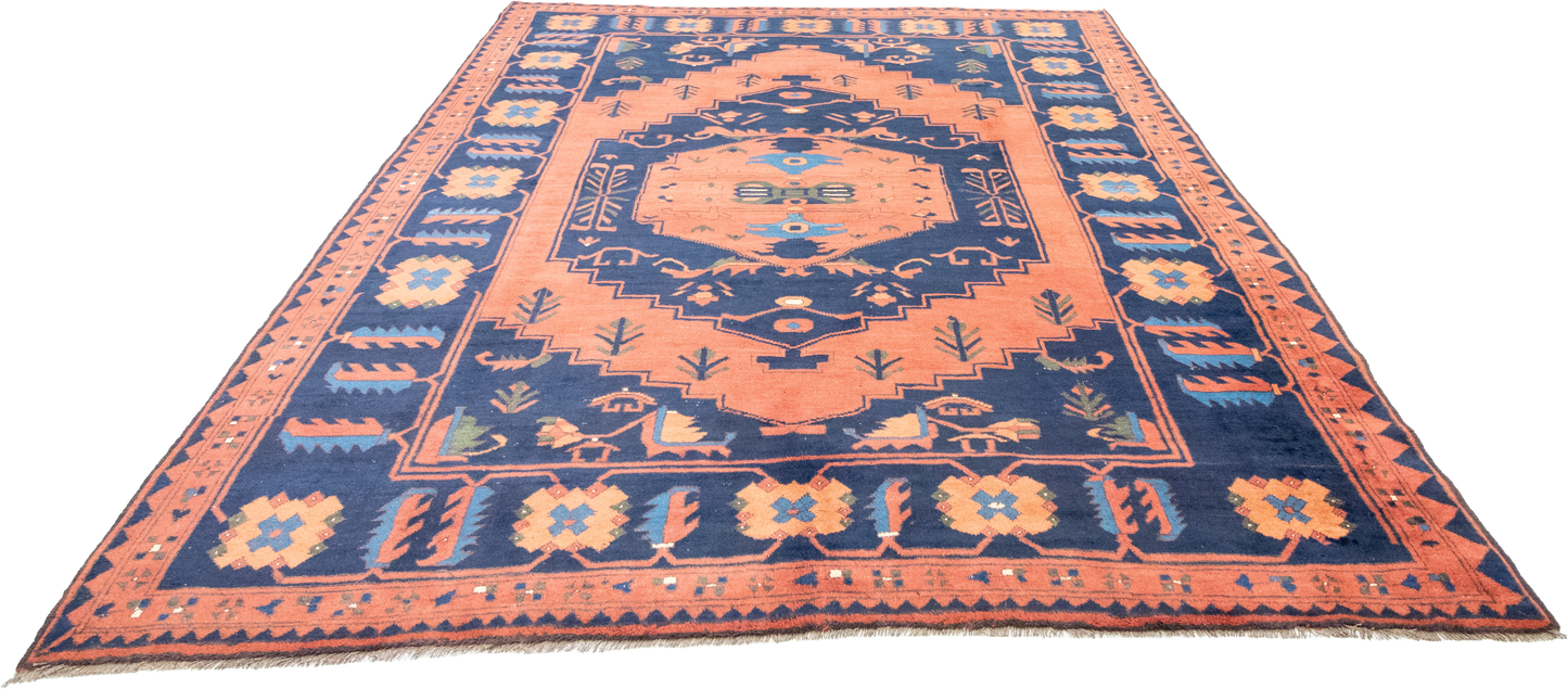 W 7.2 L 9 Kazak 100% Wool Hand-Woven All-Over Design - 23456