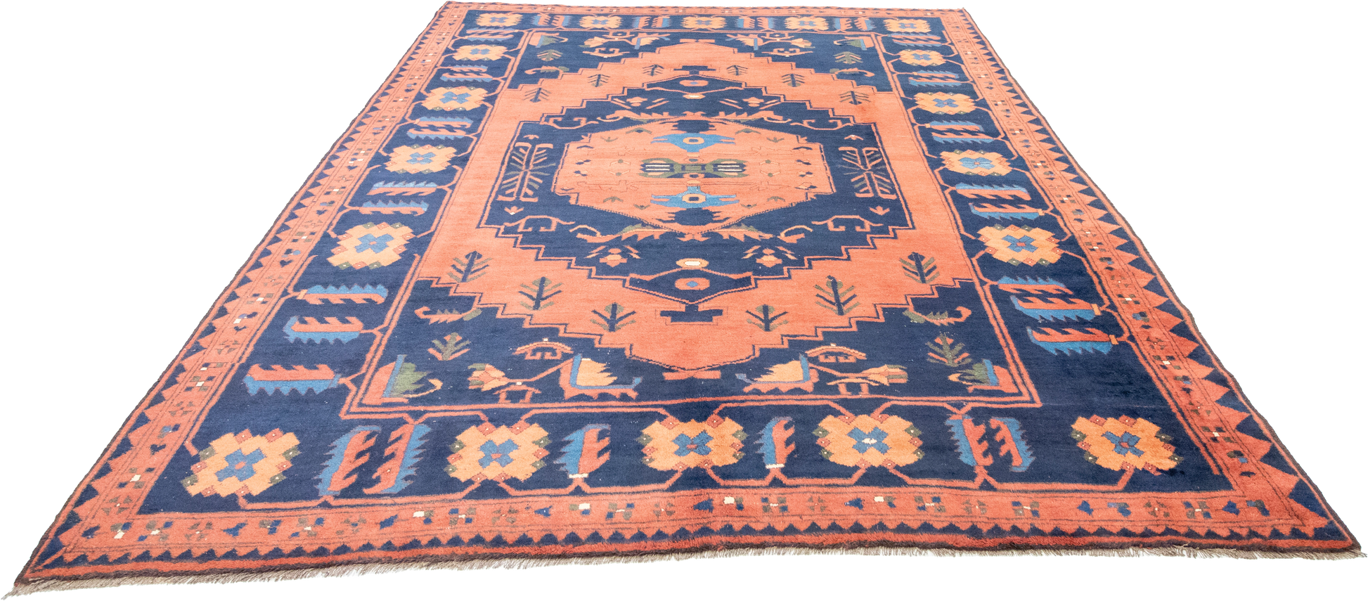 W 7.2 L 9 Kazak 100% Wool Hand-Woven All-Over Design - 23456