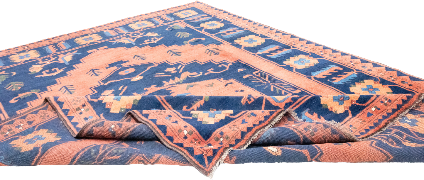 W 7.2 L 9 Kazak 100% Wool Hand-Woven All-Over Design - 23456
