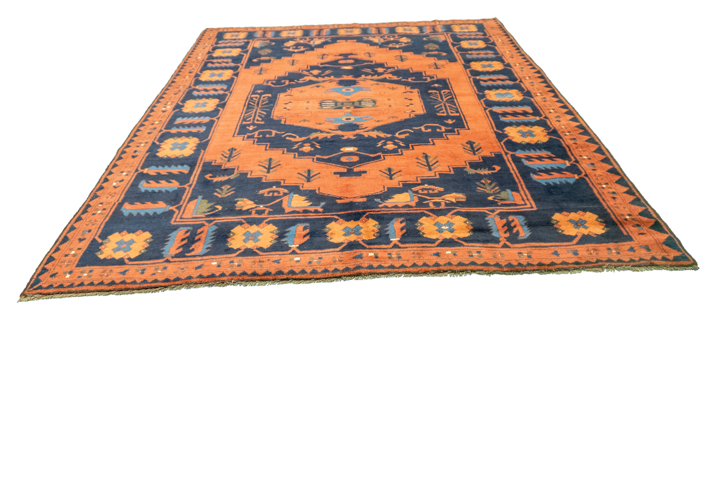 W 7.2 L 9 Kazak 100% Wool Hand-Woven All-Over Design - 23456