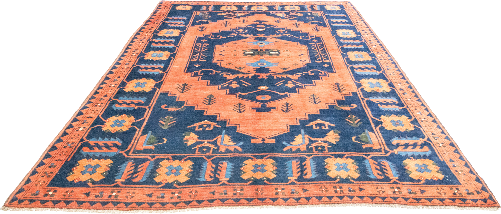 W 7.2 L 9 Kazak 100% Wool Hand-Woven All-Over Design - 23456
