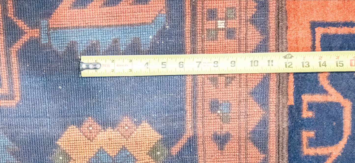 W 7.2 L 9 Kazak 100% Wool Hand-Woven All-Over Design - 23456