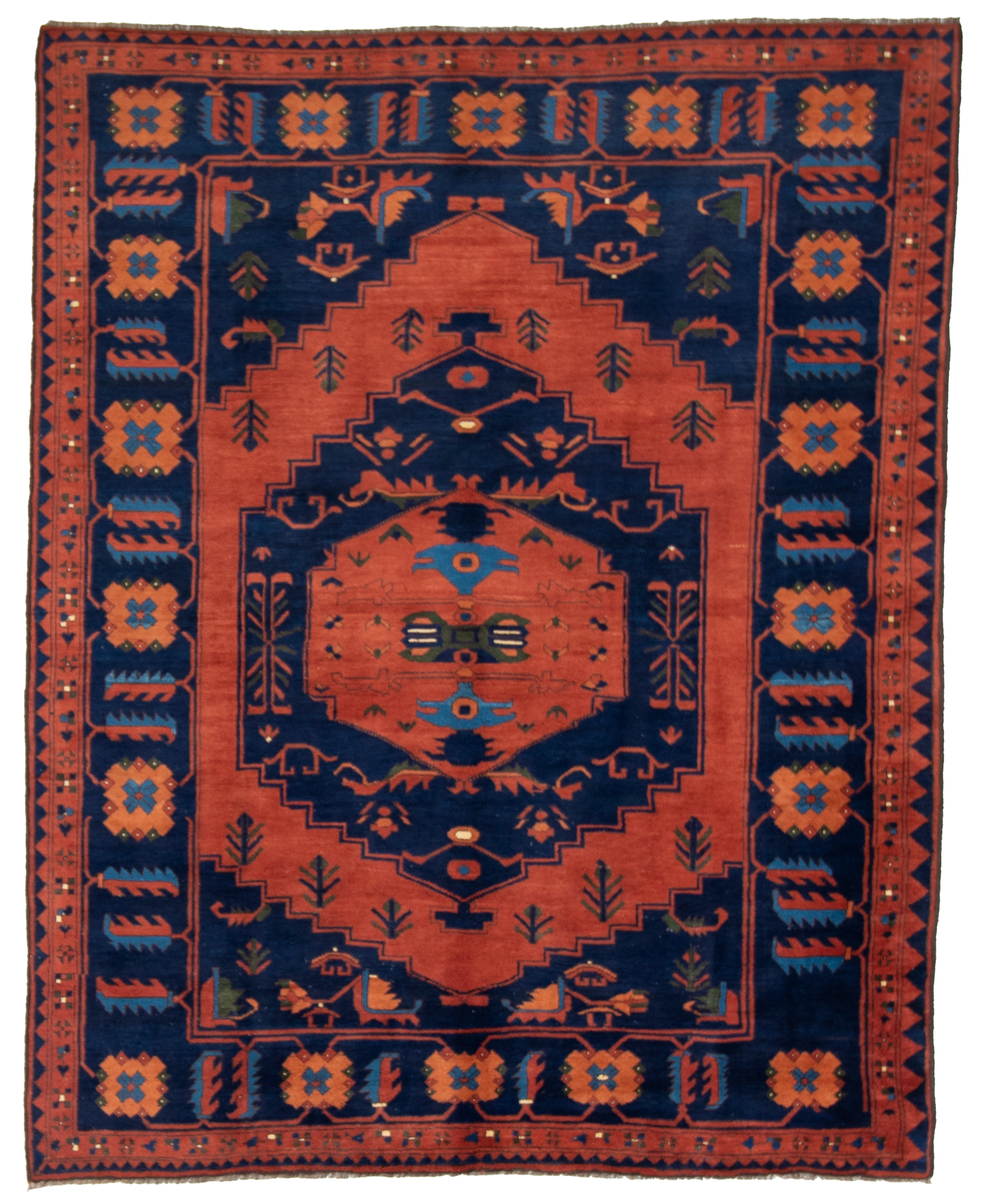 W 7.2 L 9 Kazak 100% Wool Hand-Woven All-Over Design - 23456