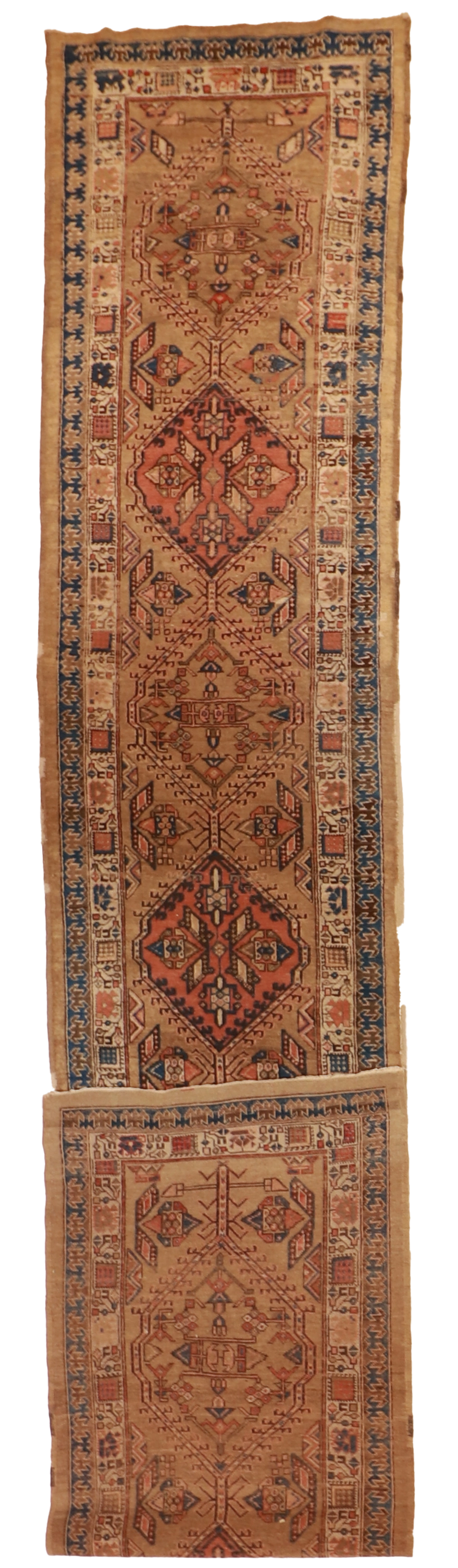 W 3 L 16.7 Sarab Runner 100% Wool Hand-Woven Geometric Design - 23542