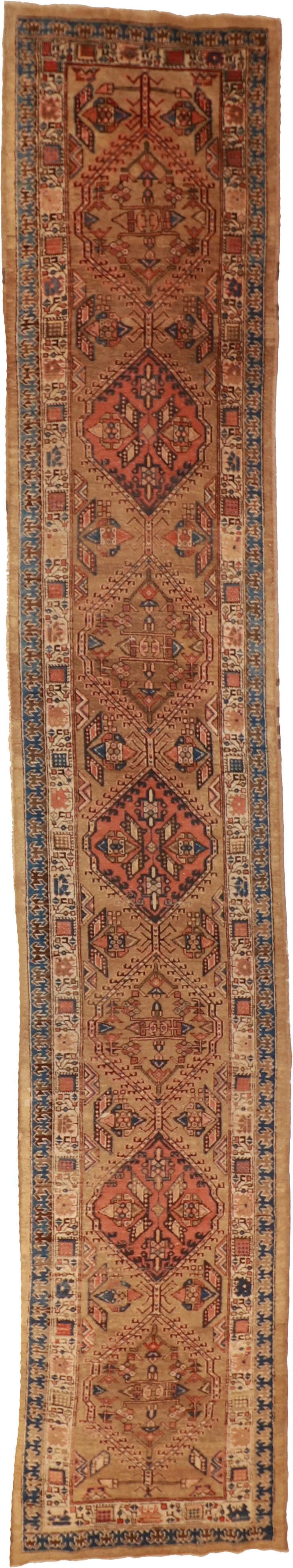 W 3 L 16.7 Sarab Runner 100% Wool Hand-Woven Geometric Design - 23542
