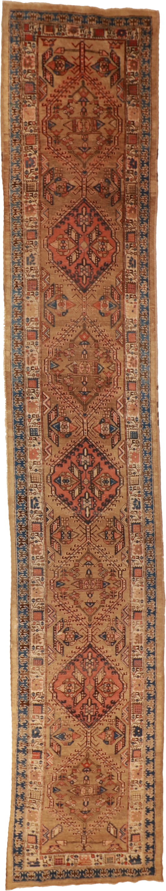 W 3 L 16.7 Sarab Runner 100% Wool Hand-Woven Geometric Design - 23542