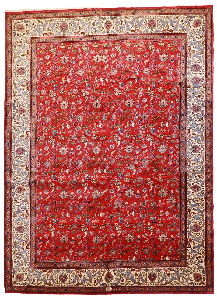 12 x 15 - Tabriz Fine All Over Rectangle - Hand Knotted Rug — 23674