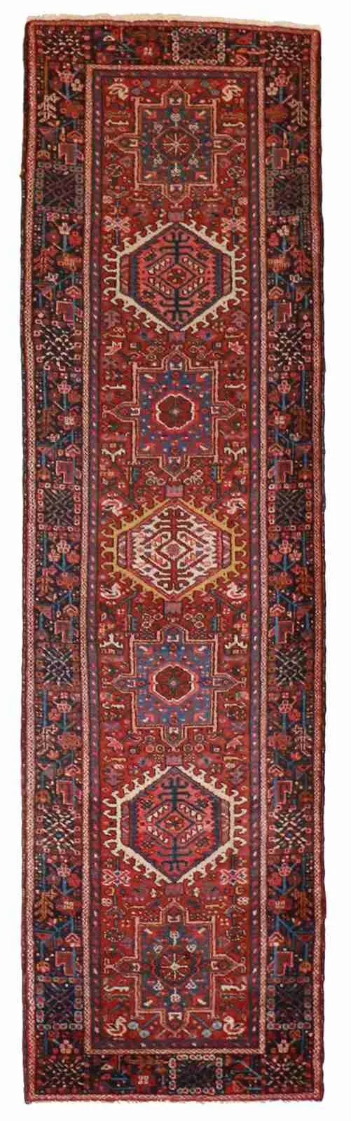 W 3 L 10.9 Karajeh Runner 100% Wool Hand-Woven All-Over Design - 23706