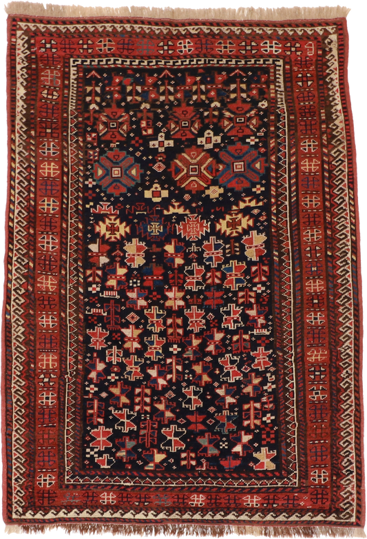 W 4.5 L 6.2 Azarbayjan Antique 100% Wool Hand-Woven All-Over Design - 23726