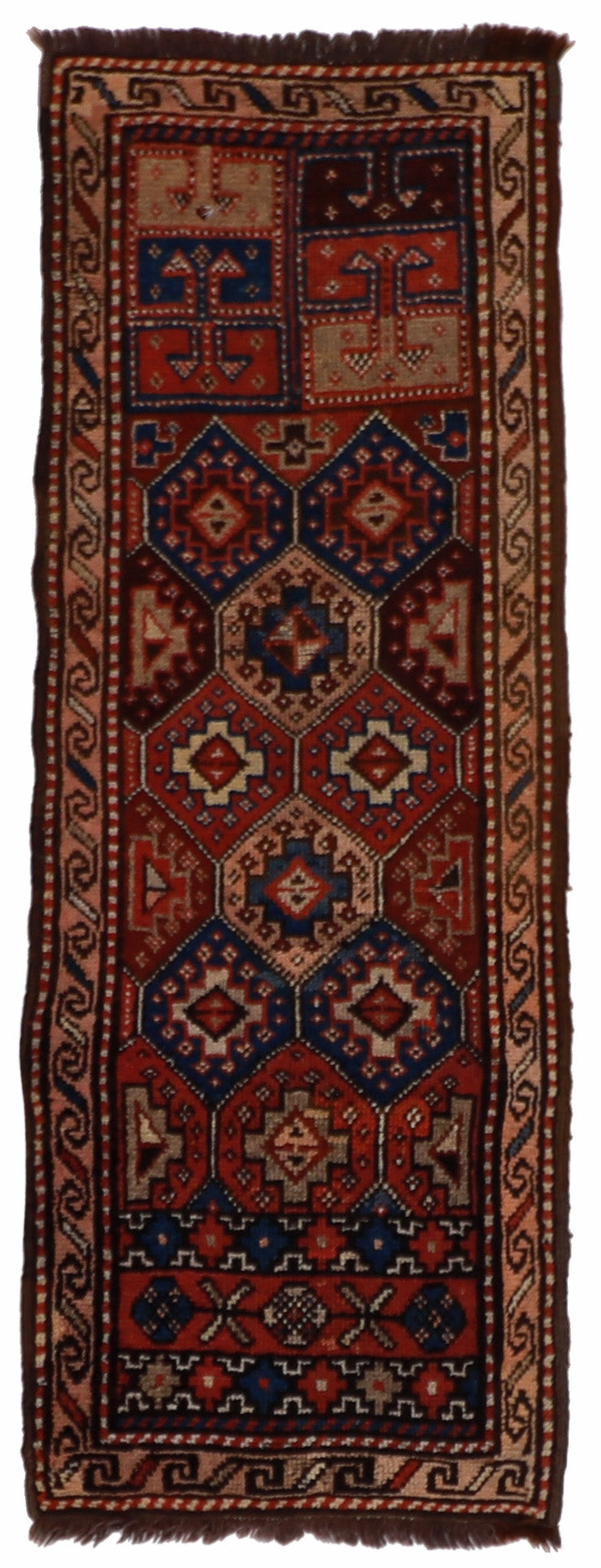 W 1.10 L 5 Azarbaijan Antique Runner 100% Wool Handmade All Over Design - 23727
