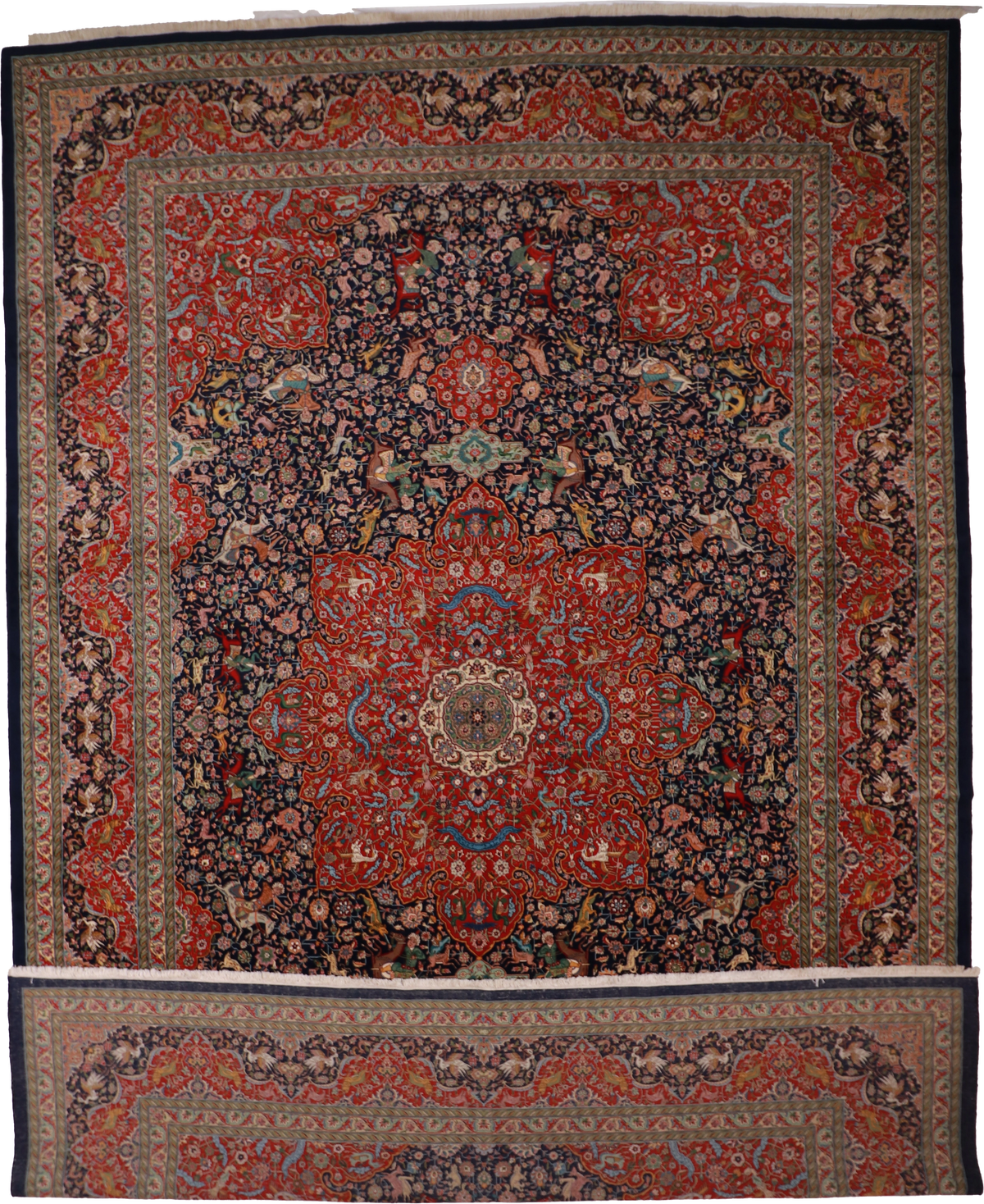 W 11 L 15.5 Tabriz 100% Wool Hand-Woven All-Over Design - 23755