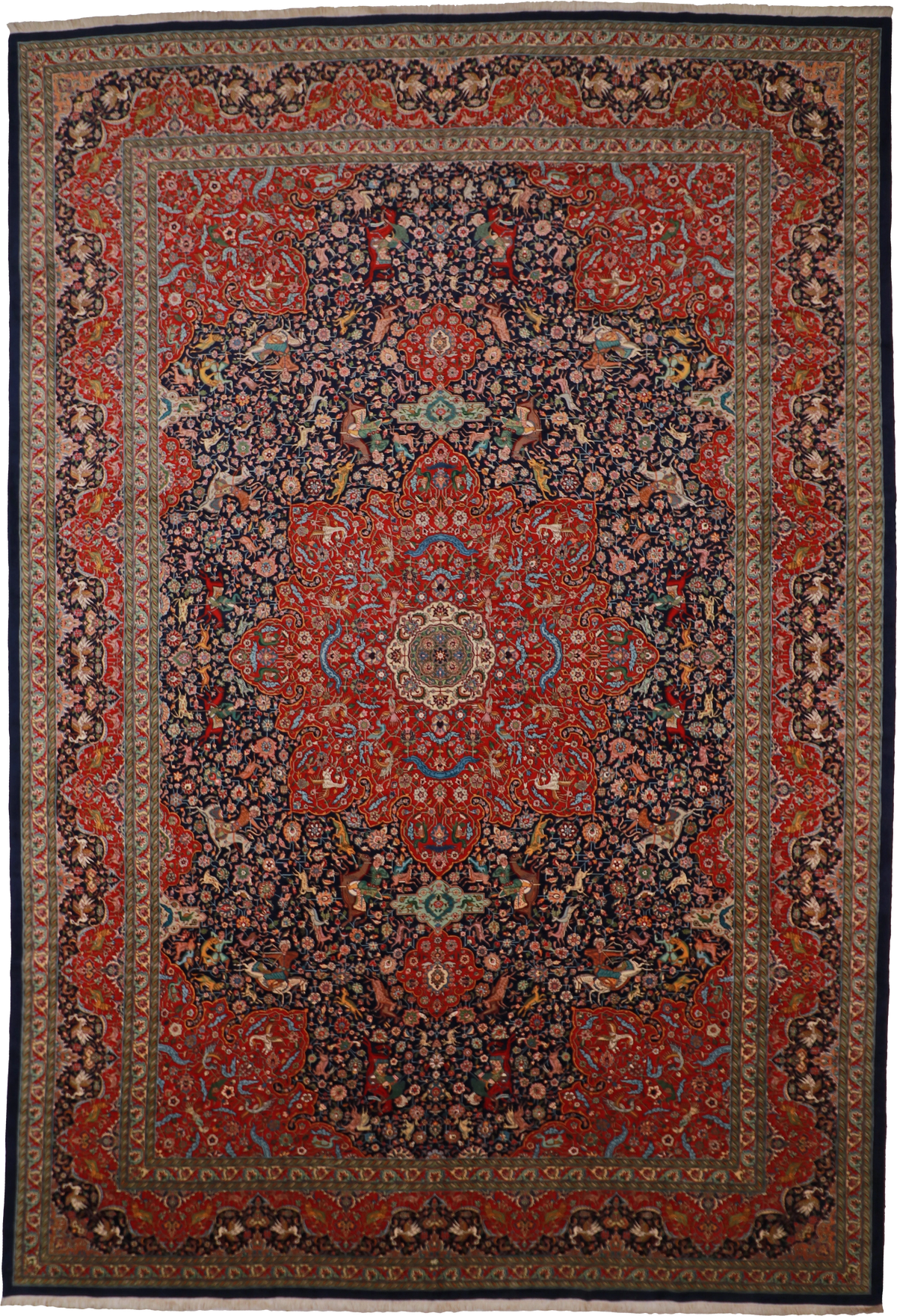 W 11 L 15.5 Tabriz 100% Wool Hand-Woven All-Over Design - 23755