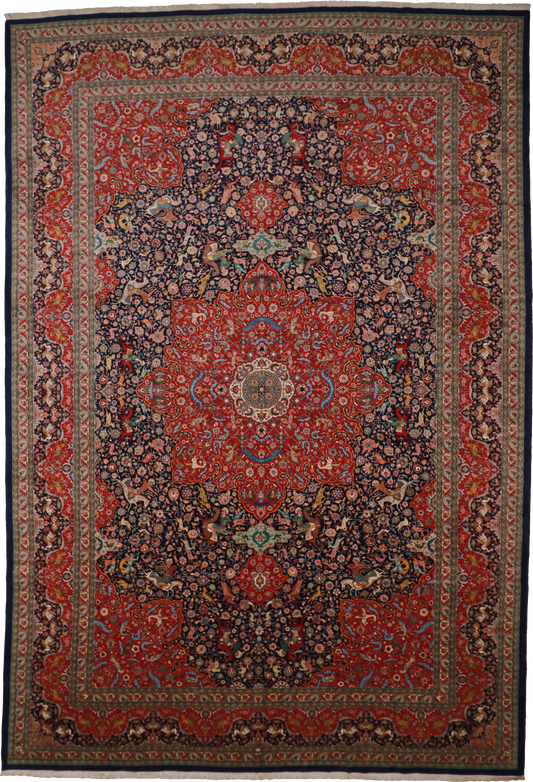 W 11 L 15.5 Tabriz 100% Wool Hand-Woven All-Over Design - 23755