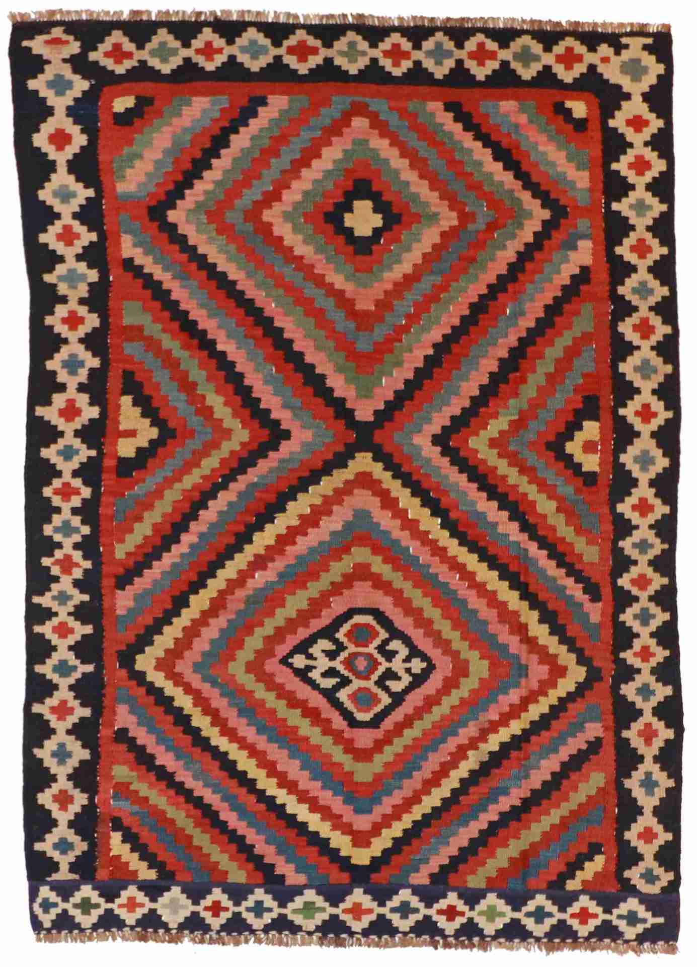 W 5.1 - L 8.1 - Azerbaijan Fine Geometric Rectangle - Finest Hand-Made Quality Wool - 23784