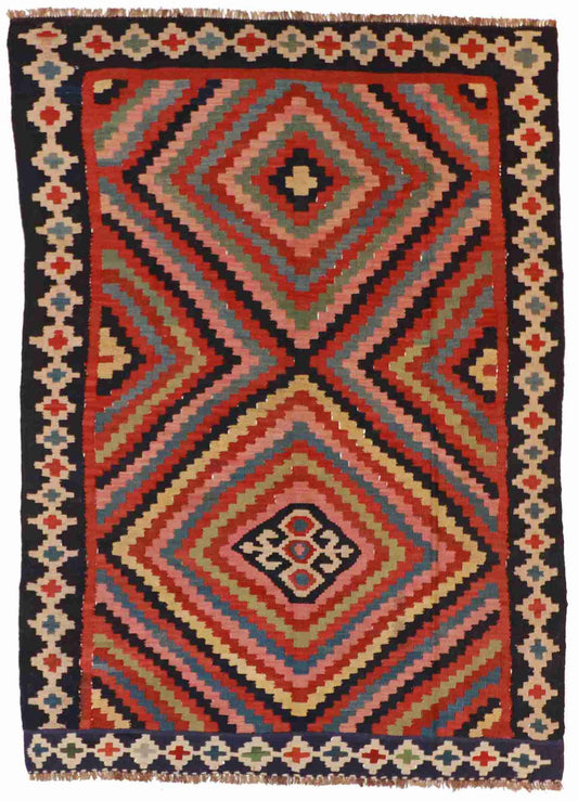 W 5.1 - L 8.1 - Azerbaijan Fine Geometric Rectangle - Finest Hand-Made Quality Wool - 23784