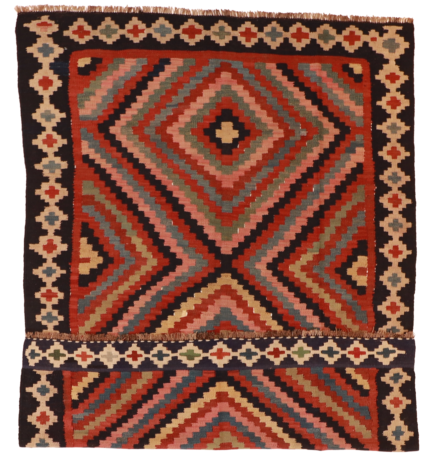 W 5.1  L 8.1 Azerbaijan 100% Wool Hand-Woven Geometric Design - 23784