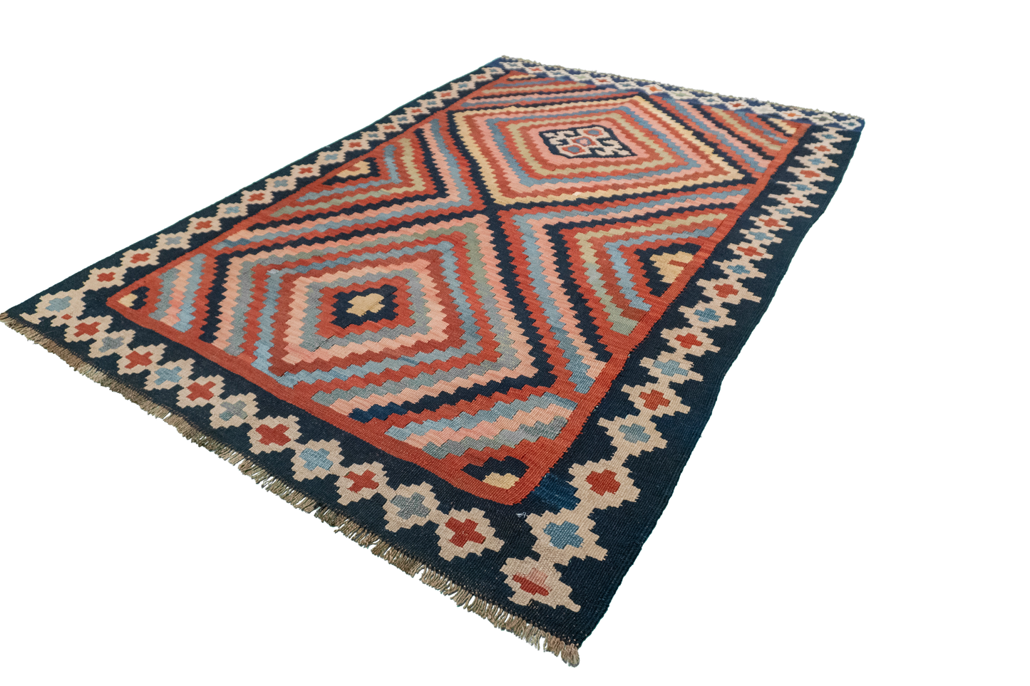 W 5.1  L 8.1 Azerbaijan 100% Wool Hand-Woven Geometric Design - 23784