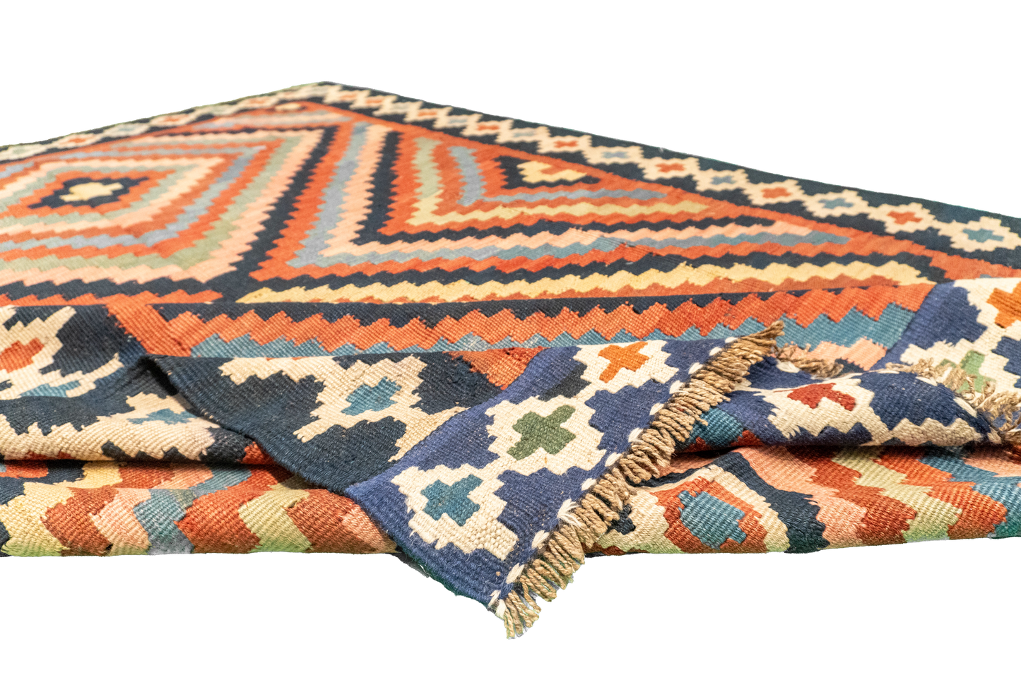 W 5.1  L 8.1 Azerbaijan 100% Wool Hand-Woven Geometric Design - 23784
