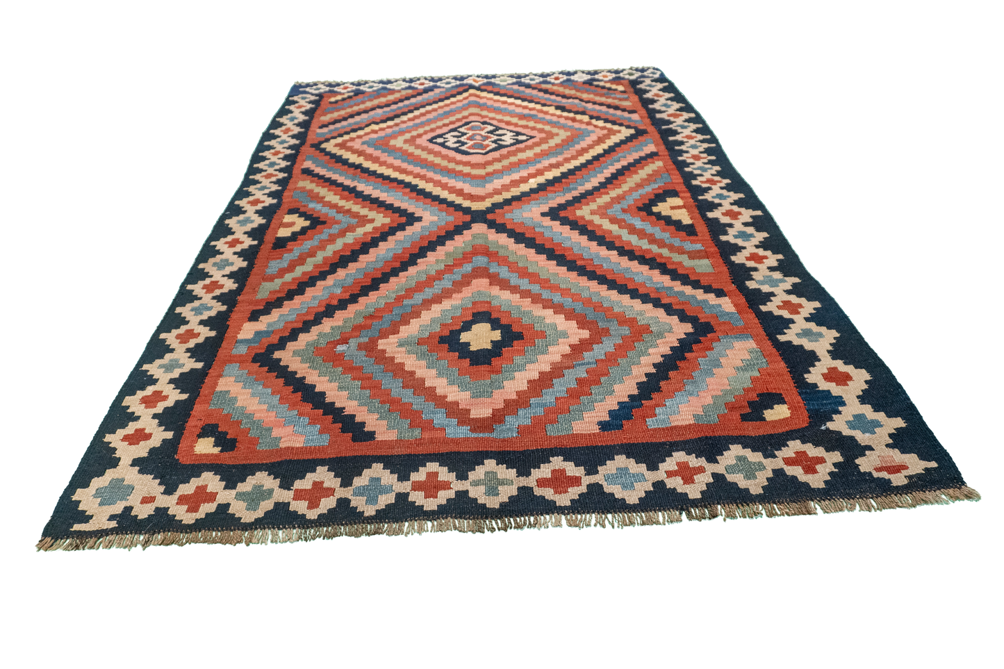 W 5.1  L 8.1 Azerbaijan 100% Wool Hand-Woven Geometric Design - 23784