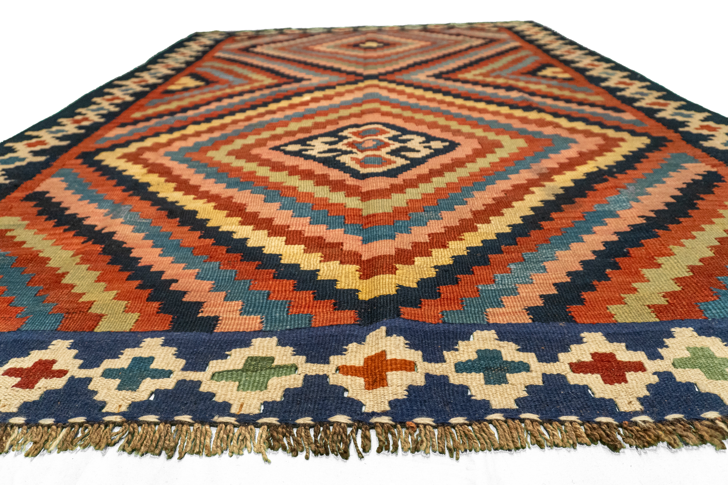 W 5.1  L 8.1 Azerbaijan 100% Wool Hand-Woven Geometric Design - 23784