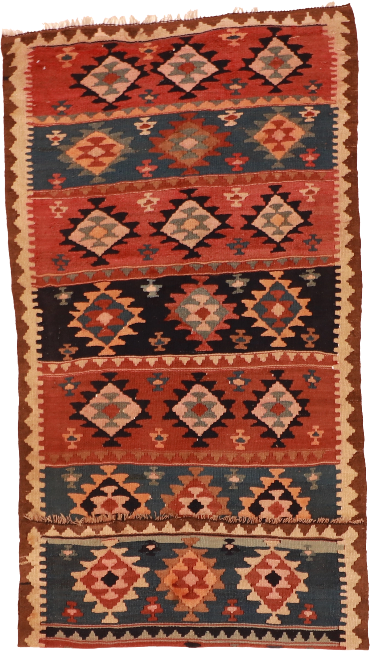 W 3.6 L 7.7 Azerbaijan Runner 100% Wool Hand-Woven All-Over Design - 23786
