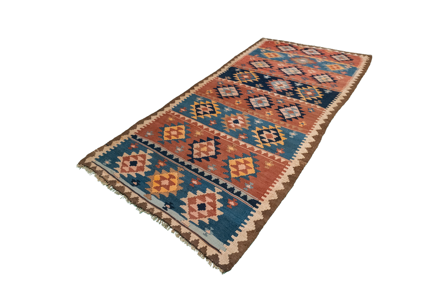W 3.6 L 7.7 Azerbaijan Runner 100% Wool Hand-Woven All-Over Design - 23786