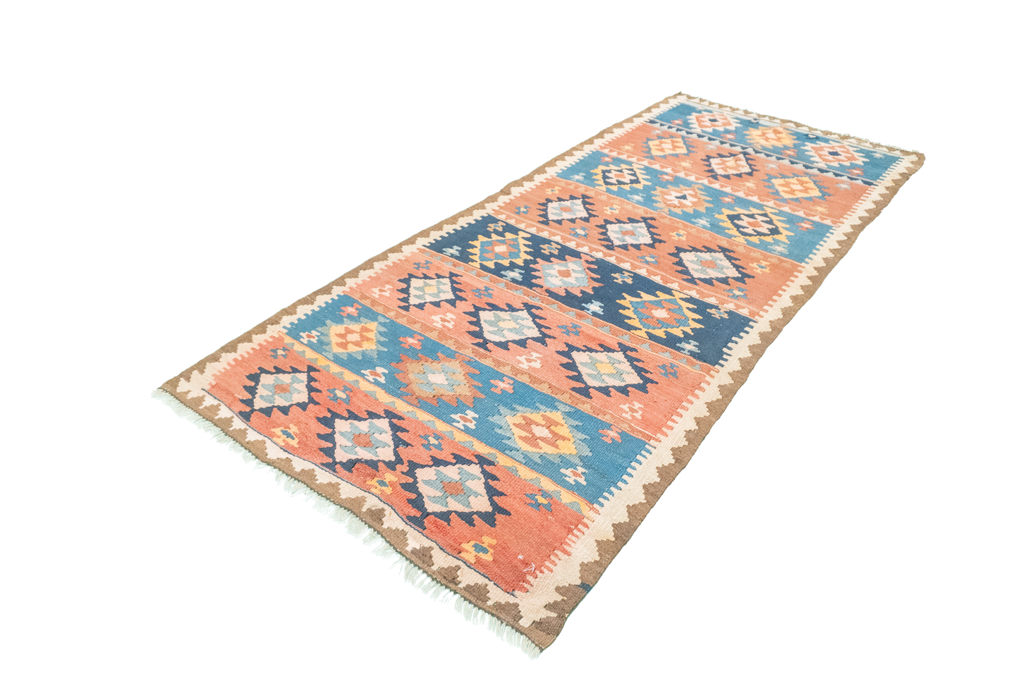 W 3.6 L 7.7 Azerbaijan Runner 100% Wool Hand-Woven All-Over Design - 23786