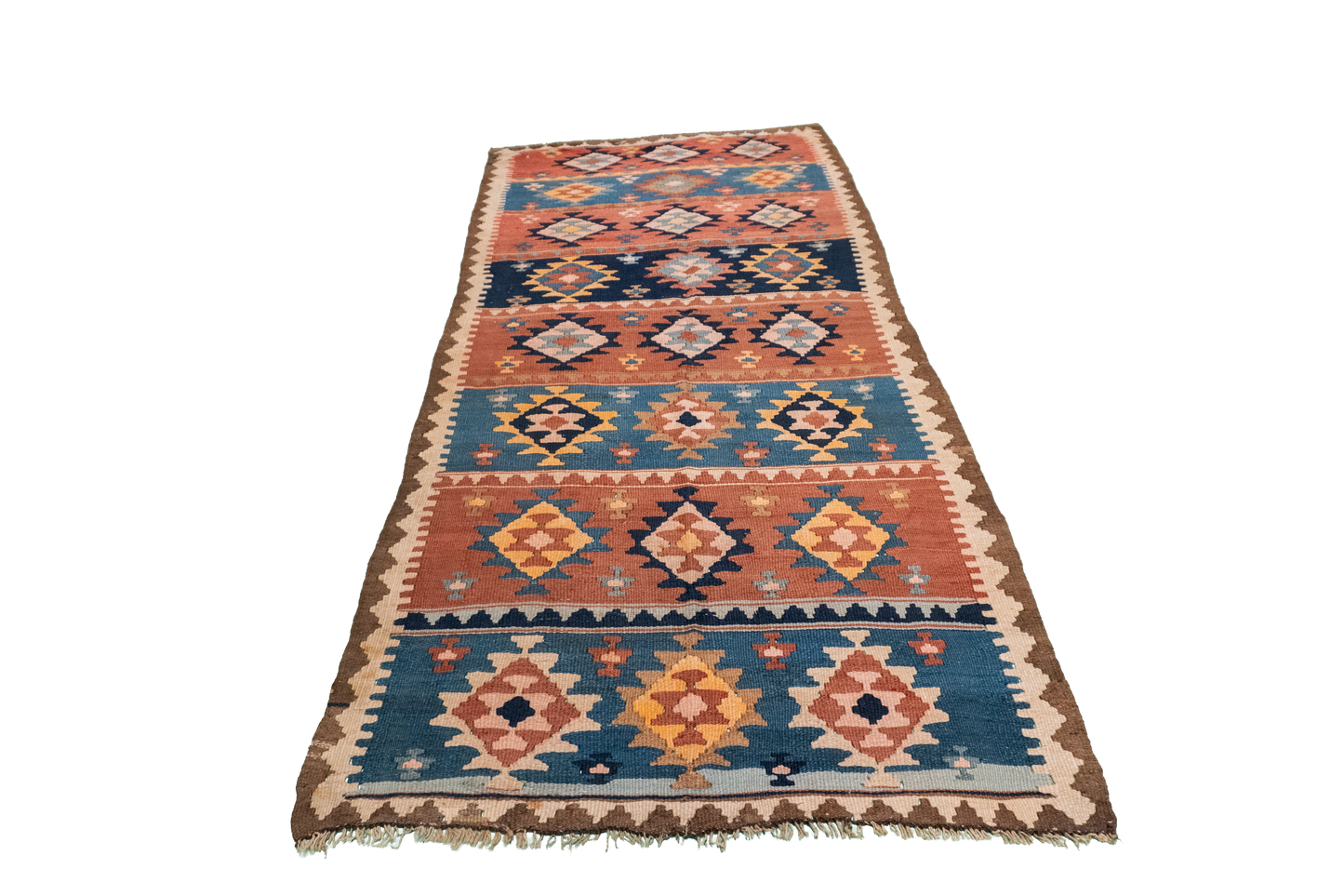 W 3.6 L 7.7 Azerbaijan Runner 100% Wool Hand-Woven All-Over Design - 23786