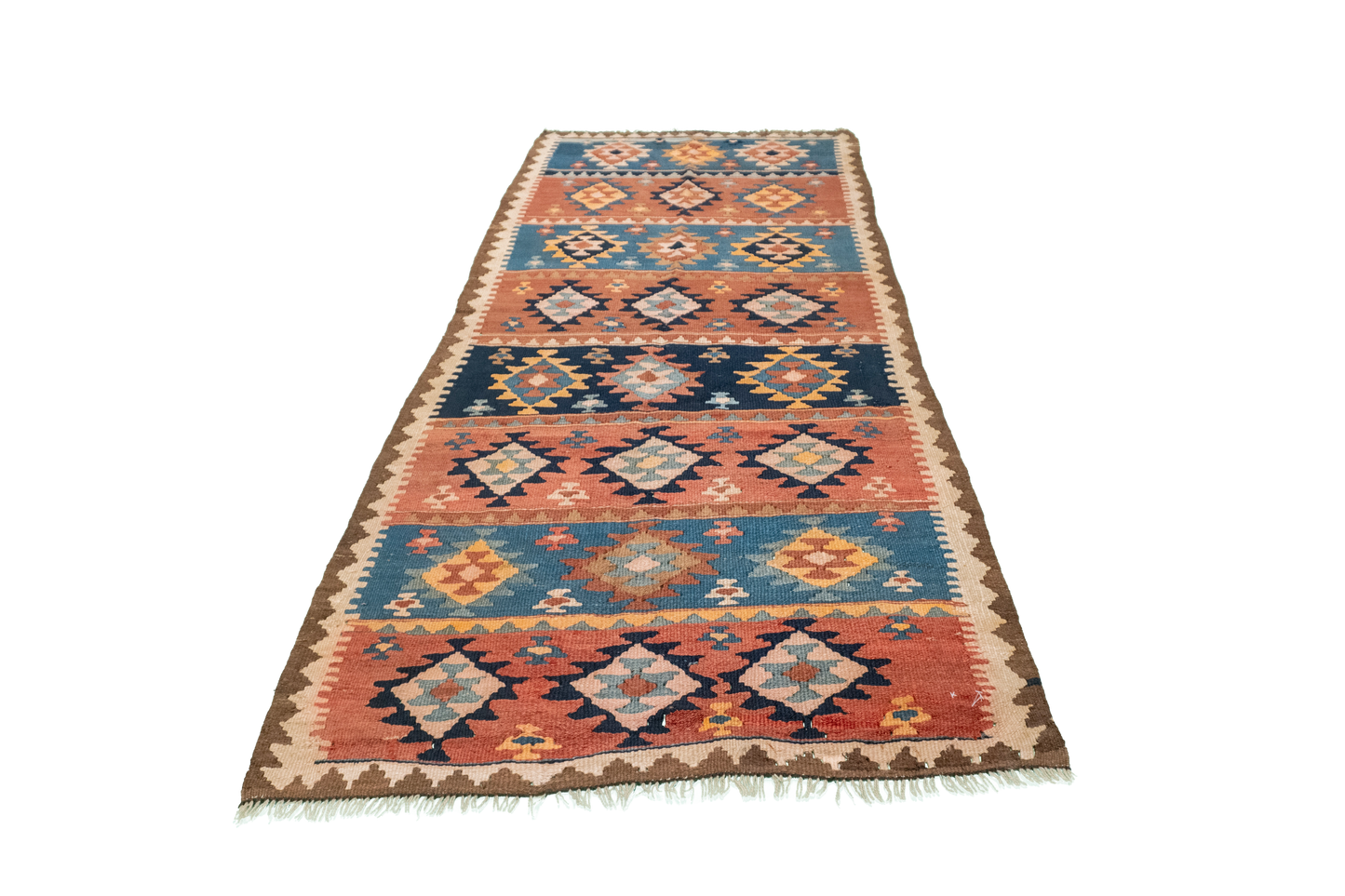 W 3.6 L 7.7 Azerbaijan Runner 100% Wool Hand-Woven All-Over Design - 23786