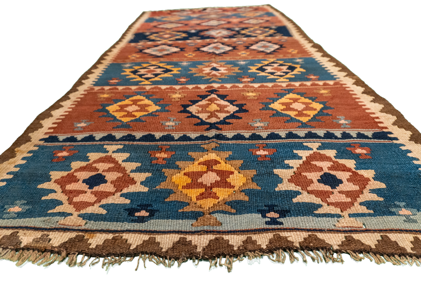 W 3.6 L 7.7 Azerbaijan Runner 100% Wool Hand-Woven All-Over Design - 23786