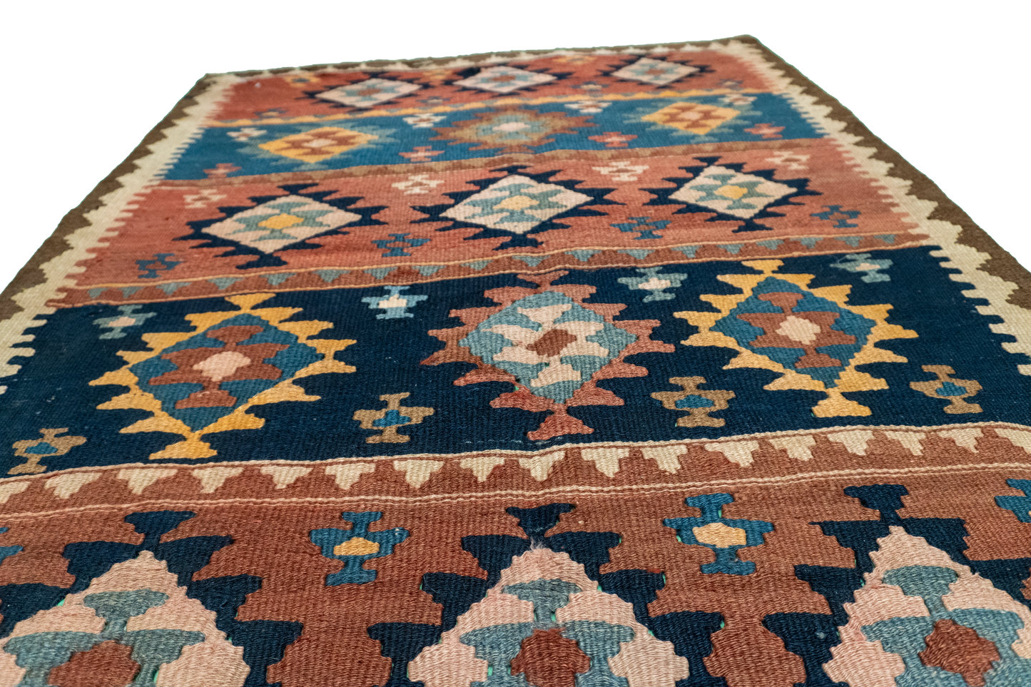 W 3.6 L 7.7 Azerbaijan Runner 100% Wool Hand-Woven All-Over Design - 23786
