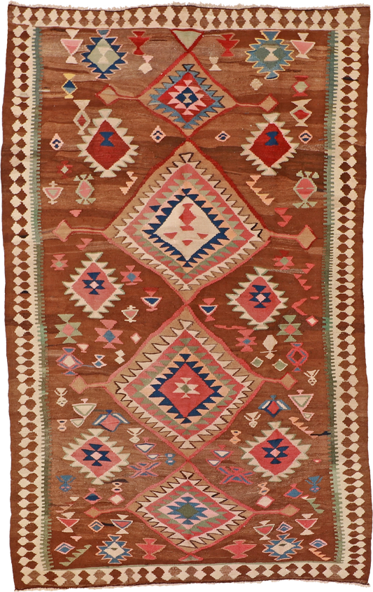 W 5 L 8.2 Azerbaijan Antique 100% Wool Hand-Woven All-Over Design - 23793