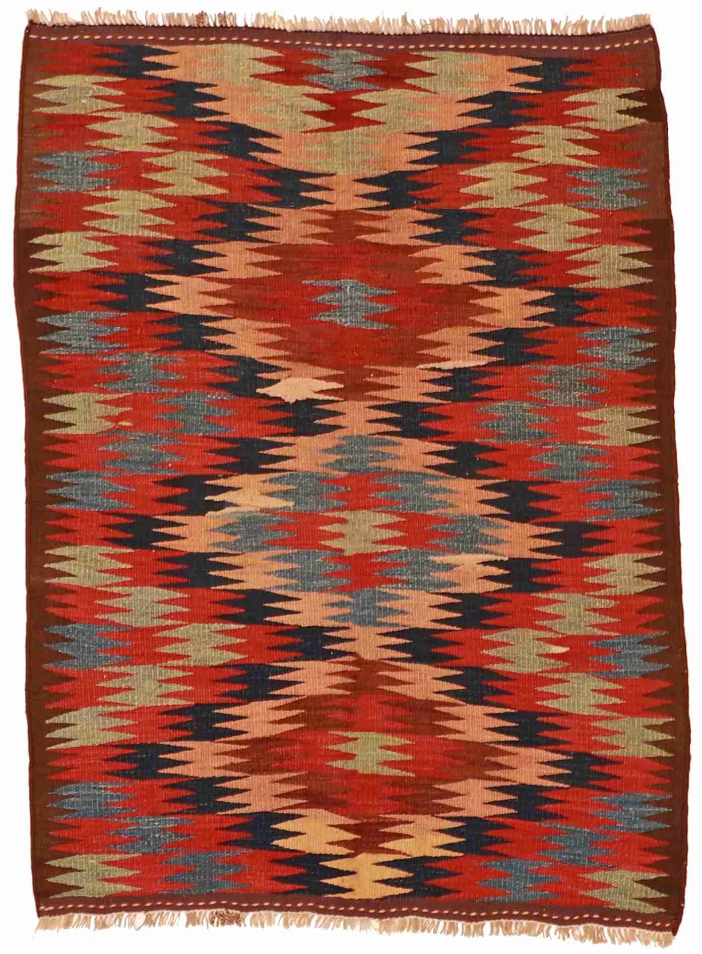 3.7 x 4.10 - Azerbaijan Fine Geometric Rectangle - Finest Hand-Knotted Quality Wool — 23805