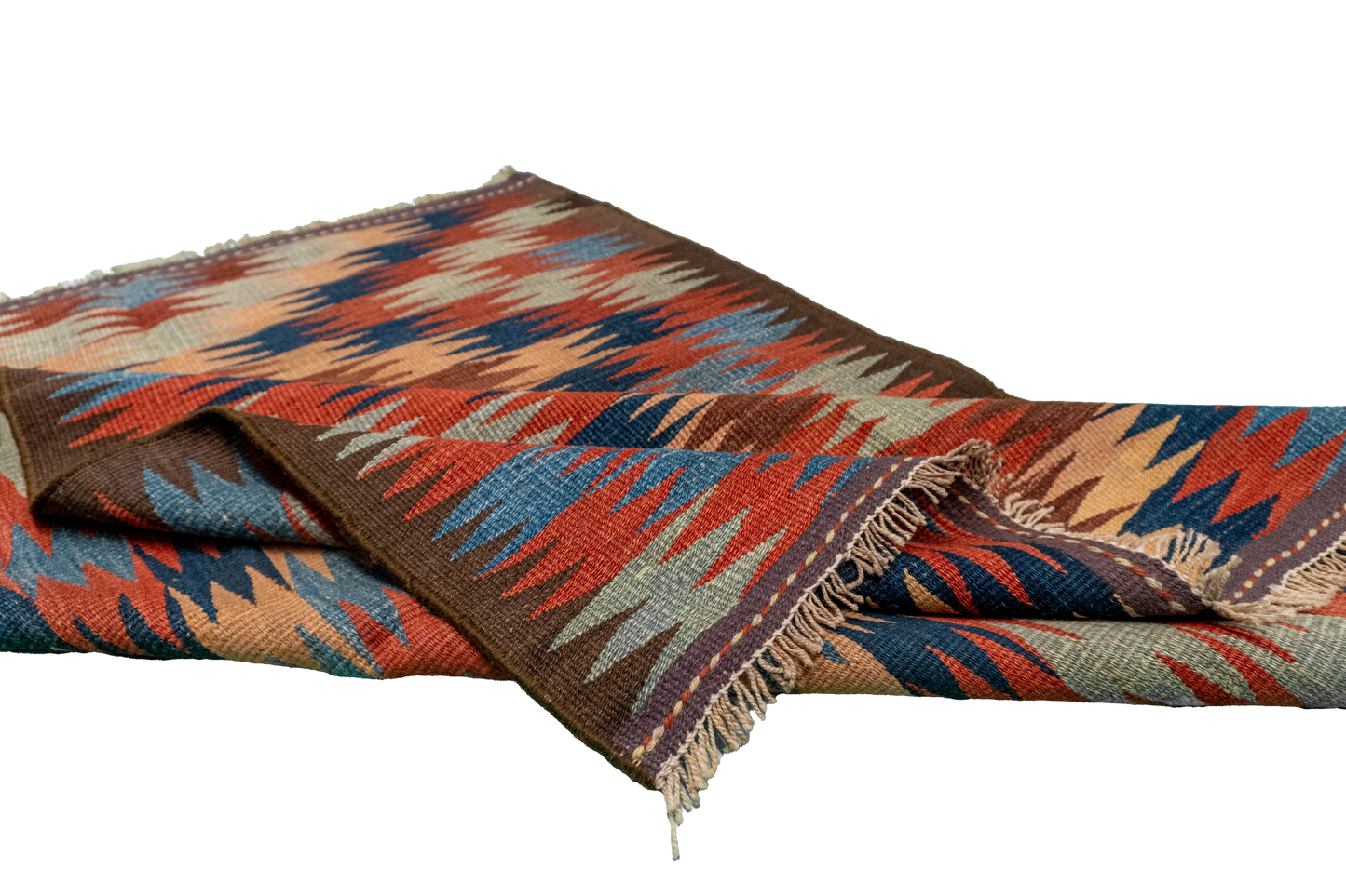 W 3.7 L 4.10 Azerbaijan 100% Wool Hand-Woven Geometric Design - 23805