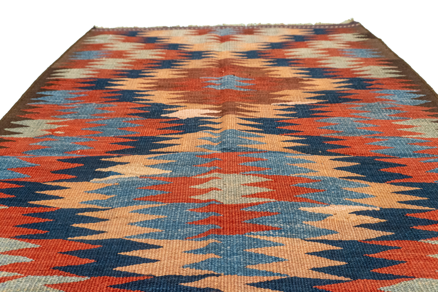 W 3.7 L 4.10 Azerbaijan 100% Wool Hand-Woven Geometric Design - 23805