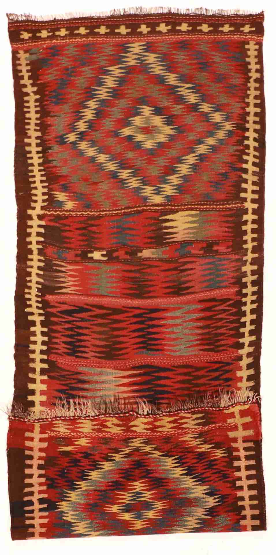 W 3.11 - L 10.2 - Azerbaijan Fine/Wool Geometric Rectangle - Finest Hand-Knotted Quality Wool - 23806