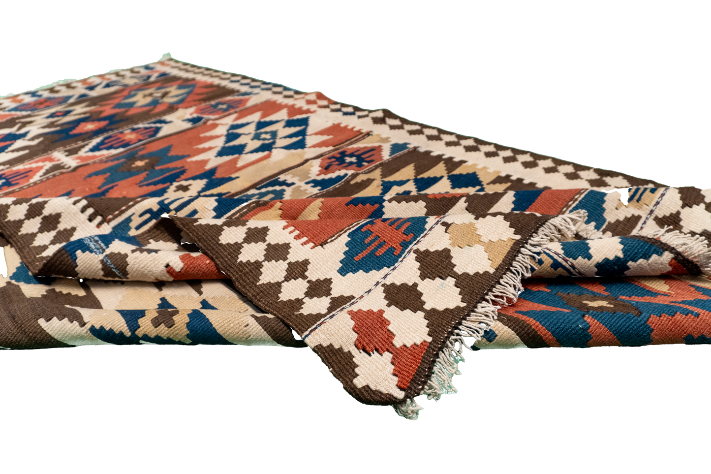 W 4.4 - L 7 - Azerbaijan Fine Geometric Rectangle - Finest Hand-Made Quality Wool - 23813
