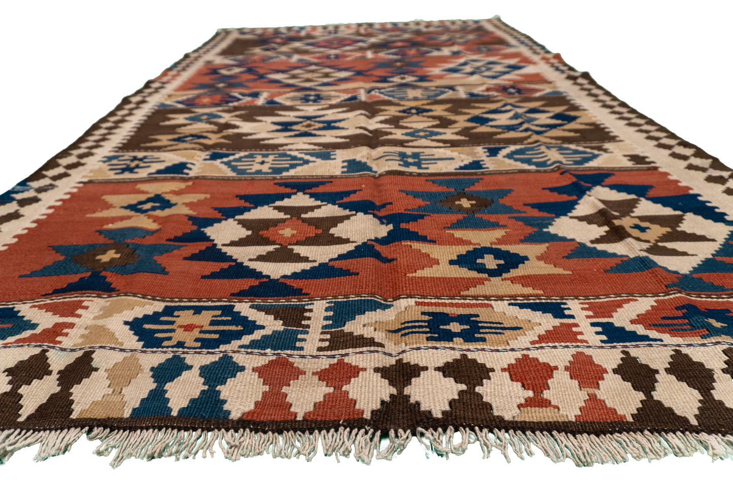 W 4.4 - L 7 - Azerbaijan Fine Geometric Rectangle - Finest Hand-Made Quality Wool - 23813