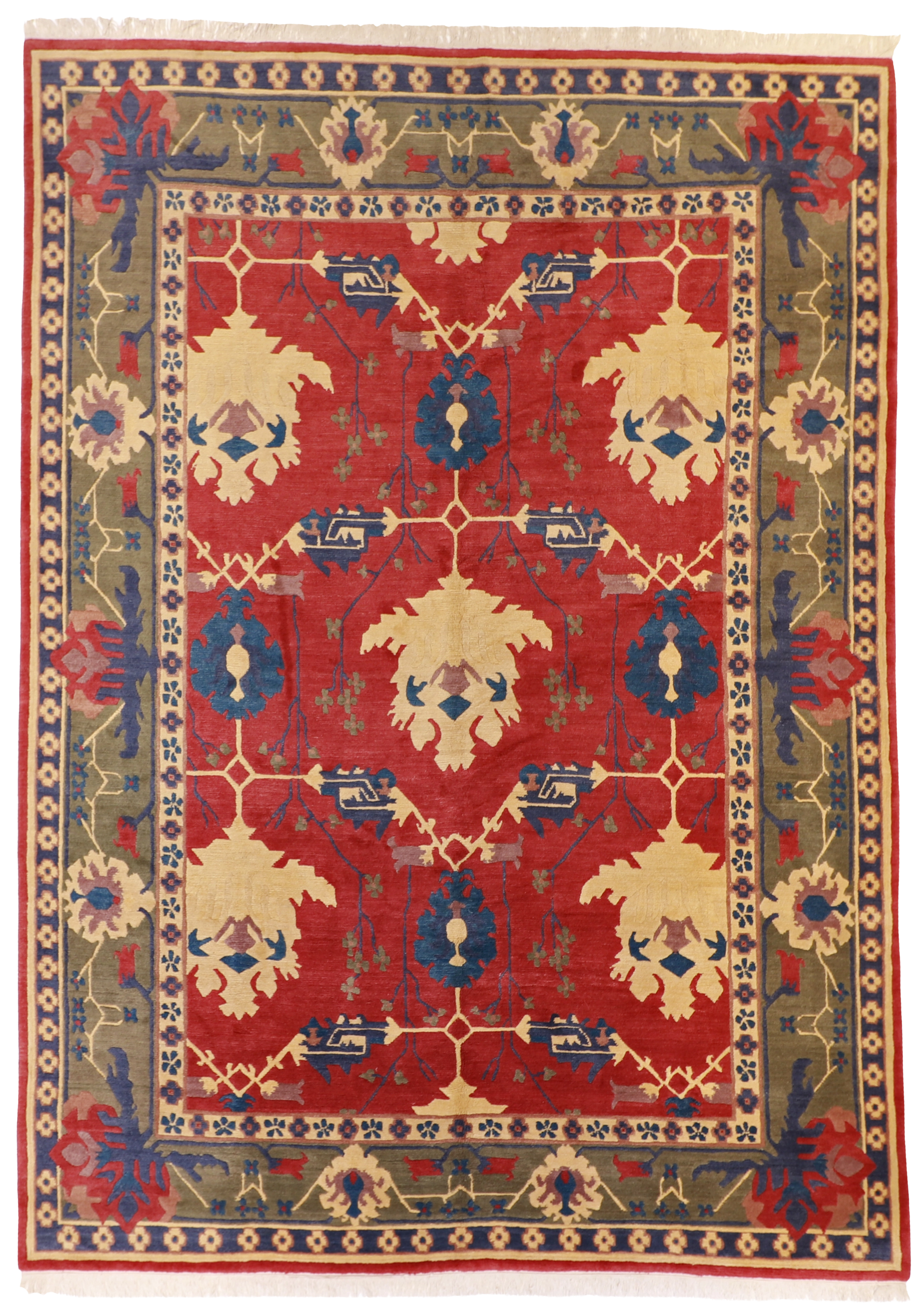 W 9.8 L 13.6 Tibetan 100% Wool Hand-Woven Allover Design - 23856